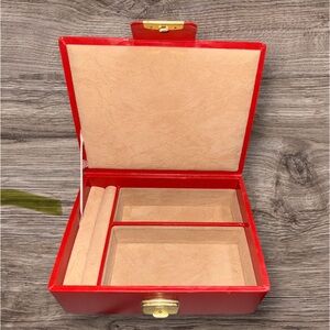 Red BUDD LEATHER Jewelry Box with Gold Clasp VINTAGE‎ 90’s